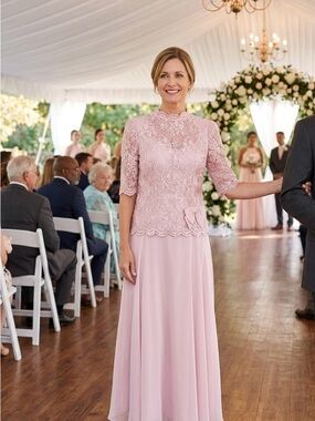 miss elliette dress vintage Long Pink Gown With Lace Jacket Size 16 formal